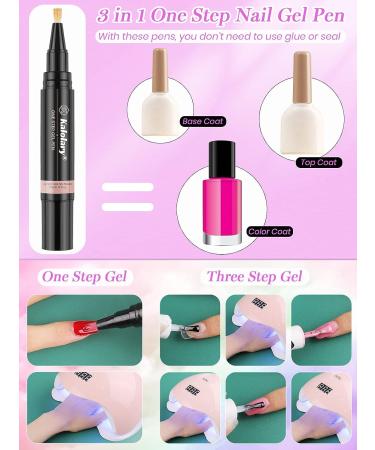 Kalolary 6 Colors Nail Polish Pen - 3 in 1 Gel Pen Brush for DIY Nail Art at Home Salon - Buy Online on GoSupps.com