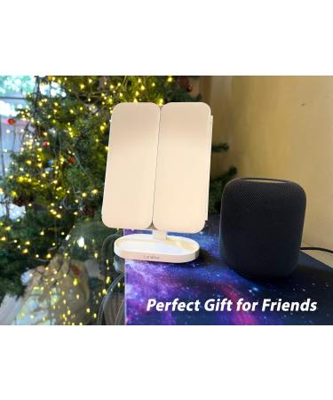 Rechargeable Makeup Mirror with Lights - LunaBox Vanity Mirror with 3X/5X Magnification and 3 Light Modes (White) - Buy Online on GoSupps.com