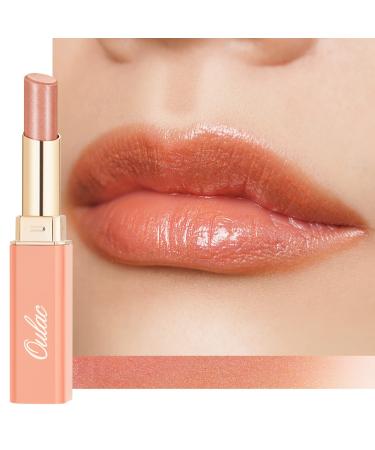 Oulac Lipstick Peach Nude - Moisture Shine Lipstick Tinted Lip Balm & Hydrating Lipstick for Dry Lips Medium Coverage Lip Colour | Juicy Look Glossy Finish Vegan Cruelty-Free (S5) Utopia