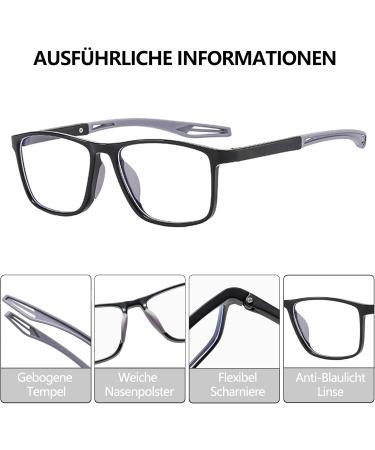 FsRead Men's Reading Glasses Set - Sporty Design Comfort & Blue Light Blocking | 2.0 Diopters in Black Gray and Orange - Buy Online on GoSupps.com