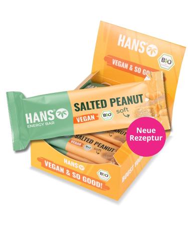 Hans Brainfood Bio Energieriegel - Vegan Power Bars | 16 Salted Peanut Oat Bars for Cycling Hiking & Sport | Additive-Free Energy Snacks - Buy Online on GoSupps.com