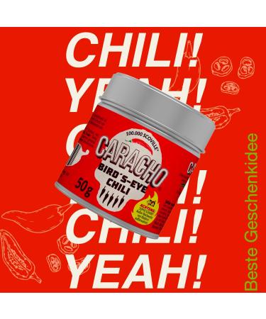 CARACHO Bird Eye Chilli Flakes 50g - 3 Pack - 100% Extremely Spicy - Chilli Powder in Metal Spice Tin / Scoville: 100 000-200 000 - Buy Online on GoSupps.com