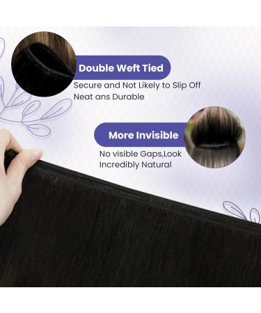 LAAVOO Real Hair Extensions - Ombre Sew-In Weft Tresses 30cm Black & Dark Brown Blayage 80g #1b/4/27 - Premium Quality Hair Extensions for Stylish Looks - Buy Online on GoSupps.com