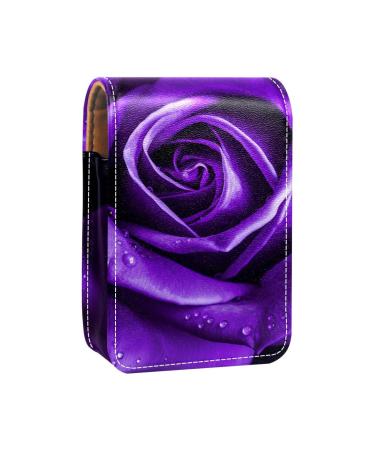 Travel Lipstick Organizer Case Lipstick Case Portable Makeup Bag With Mirror Purple Rose X922y2rduo