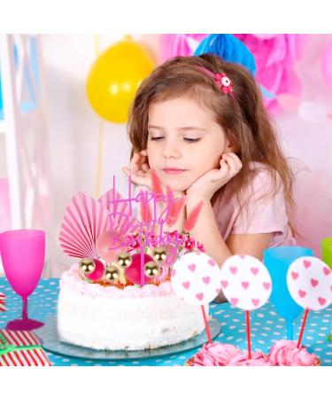 29 PCS Flowers Cake Toppers Decorations Pink palm leaves cake topper Happy Birthday Cake Topper Boho Flower Cake Topper Boho Themed Party Ball Cake Insert Decoration For Diy Birthday Party Wedding - Buy Online on GoSupps.com