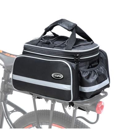 COFIT Bike Trunk Bag 25L / 68L, Extendable Large Capacity Saddle Bags Waterproof Bicycle Rear Rack Luggage Carrier Perfect for Cycling, Traveling, Commuting, Camping and Outdoor Black 25L