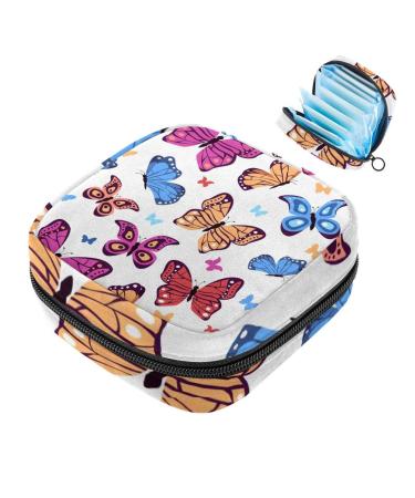 Menstruation pocket zipper women's napkin bag tampons collective bags for women and girls (butterflies more colorful pressure)