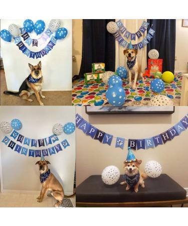 Dog Birthday Bandana Hat Banner Set - Premium Blue Dog Party Accessories for Boys & Girls - Buy Online on GoSupps.com
