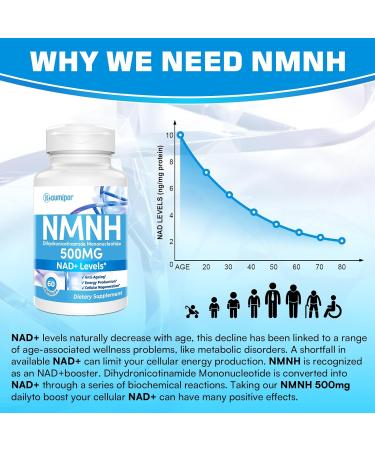 Kaumipor NMNH (Dihydronicotinamide Mononucleotide) NMN Alternative Supplement 500 mg Per Serving NAD Supplement to Boost NAD+ Levels for Anti Aging Energy Immunity Focus 60 Vegan Capsules - Buy Online on GoSupps.com
