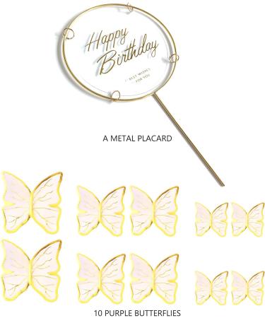 11-Pieces White Gold Butterfly Cake Toppers Happy Birthday Metal Gold Happy Birthday Cake Topper Butterfly Birthday Cake Decorations Cake Butterfly Party Decorations - Buy Online on GoSupps.com