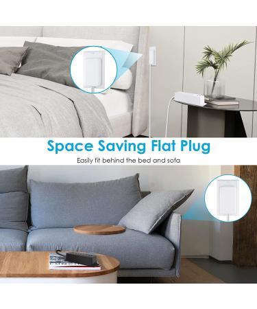 Thin Flat Plug Power Strip  JUNNUJ Wall Outlet Cover 1200J Surge Protector Slim Mount Outlet Safety Covers Baby Proof Wall Plug with 3 Outlets 2 USB Charging Station Childproof Socket 6ft Power Cord 6FT White - Buy Online on GoSupps.com