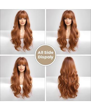 HAIRCUBE Ginger Wig with Bangs - Long Wavy Middle Part Synthetic Wig for Daily Use - Buy Online on GoSupps.com