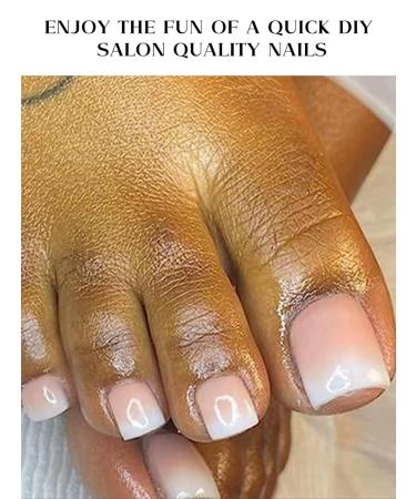 Kalolary White Gel Toenail Strips - Long Lasting Pink Gradient Pedicure Stickers | Salon Quality Nail Wraps with Nail File & Wood Stick | Perfect for UV/LED Lamp - Buy Online on GoSupps.com