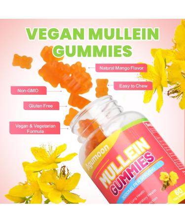 3000MG Mullein Gummies Extra Strength Mullein Leaf Extract with Quercetin Bromelain for Lung Detox & Immune Support Mango Flavor 60 Count 60 Count (Pack of 1) - Buy Online on GoSupps.com
