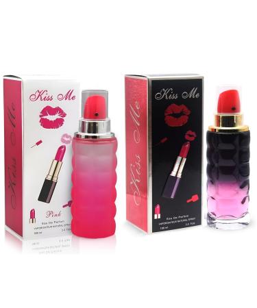 Women's Perfume Combo Kiss Me Black&Pink Eau De Parfum Long Lasting Fragrance 3.4 Fl Oz Spray Each for Daily Used
