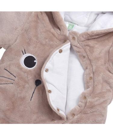 JiAmy Newborn Baby Winter Hooded Romper Fleece Snowsuit Jumpsuit Cartoon Cat Outfit 9-12 Months Brown - Buy Online on GoSupps.com