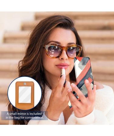 Travel Lipstick Organizer Case | Portable Makeup Bag with Mirror | Vintage Striped Geometric - Shop Now - Buy Online on GoSupps.com