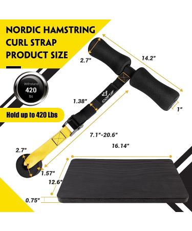 Premium Nordic Hamstring Curl Strap + Fitness Knee Mat | 420lb Capacity | Ideal for Hamstring Curls, Sit-Ups, Spanish Squats | Quick 5-Second Setup | Home Fitness Equipment - Buy Online on GoSupps.com