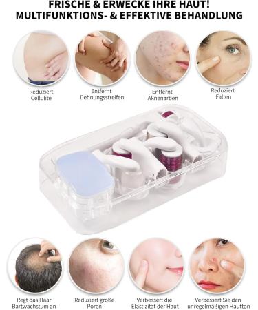 Zitfri 8-in-1 Derma Roller - Microneedling Tool for Body & Facial Care | Anti-Wrinkle Acne & Pregnancy Scar Treatment | Violet Jade Roller - Buy Online on GoSupps.com