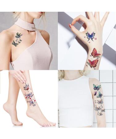 Casciybo Butterfly Temporary Tattoos - 30 Sheets Colorful Flower 3D Butterflies Wings Tattoo Stickers for Women, Kids, Girls - Waterproof Body Art for Birthday Party Supplies - Buy Online on GoSupps.com