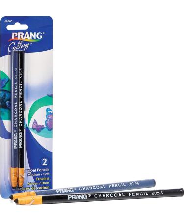 PRANG Artist Charcoal Pencil Set - Medium and Soft Black Pencils (Set of 2 - 60300) - Buy Online on GoSupps.com