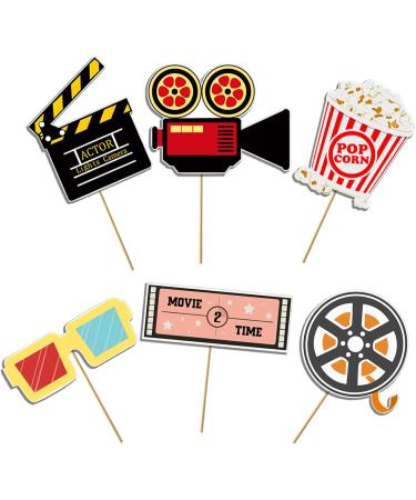 Movie Night Cupcake Toppers Cake Decorations Theater Cupcake Toppers for Happy Birthday Movie Night Party Supplies Film Theme Birthday Party Baby Shower Supplies Set of 24 - Buy Online on GoSupps.com