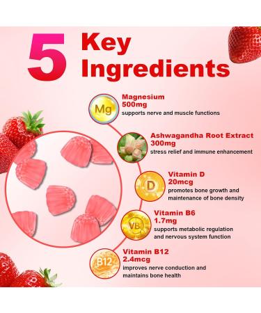 500mg Magnesium Oxide Gummies for Adults & Kids - Sugar Free Magnesium Gummies Supplement for Nerve, Bone & Muscle Support, Vegan, Non-GMO, Strawberry Flavor, 60 Count 60 Count (Pack of 1) - Buy Online on GoSupps.com