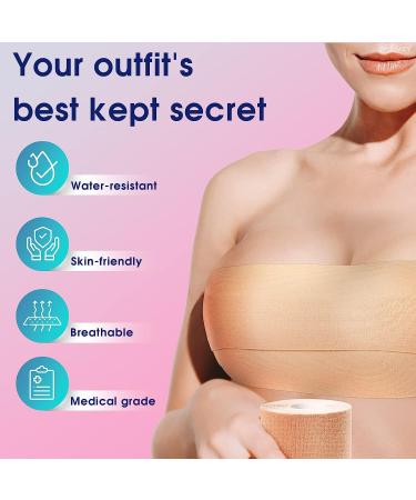 VBT Boob Tape - Breast Lift & Body Tape with Silicone Reusable Adhesive Bra - Nude Beige - 2 inch - A-G Cup Sizes - Buy Online on GoSupps.com