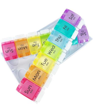 JFA Weekly Pill Box Organizer for Medicines & Vitamins | 7-Day Reminder, 2 Compartments per Day, Multicolor | 1 Count - Buy Online on GoSupps.com