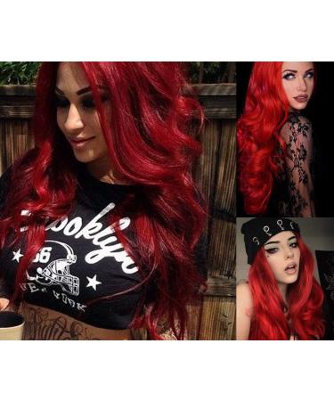 Red Wigs for Women Long Curly Wavy Ladies Fancy Dress Wig Synthetic Hair Wigs Heat Resistant Full Wig Cosplay Halloween (Red) L205-Red - Buy Online on GoSupps.com