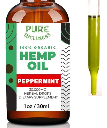 Organic Hemp Seed Oil - Peppermint Flavor 30 000 mg High Potency | Natural Pain Relief Sleep Aid & Relaxation | Non-GMO Vegan | 4 Oz - 4-Pack - Buy Online on GoSupps.com