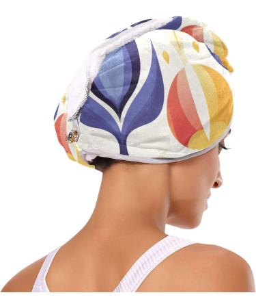 Ethnic Flowers Beige Hair Towel 2 Pack | Super Absorbent Quick Dry Hair Turbans for Women & Girls - Buy Online on GoSupps.com