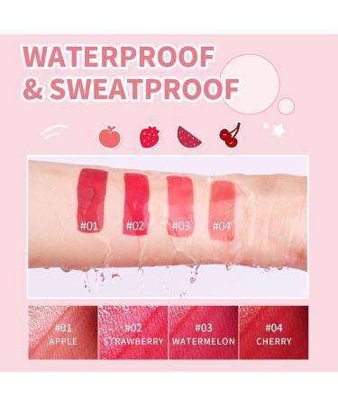 Erinde #04 Cherry Lip Tint Stain - Korean Waterproof Makeup Non-Sticky Long-Lasting Mini Liquid Lipstick - Buy Online on GoSupps.com
