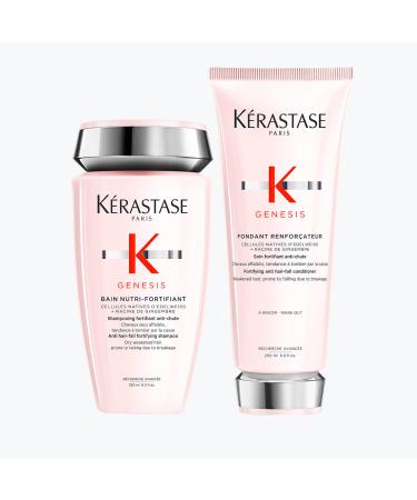 K rastase Genesis Hair Thickening Sulfate Free Shampoo and Conditioner Set 2-Step Routine for Hair Thickening For All Hair Types Bain Nutri-Fortifiant 250 ML and Fondant Renforcateur 200 ML