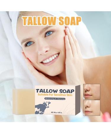 Beef Tallow Soap Bar Natural Soothing Cleanser 3.33x2.44 inches Relaxing Facial Wash Ingredients Moisturizing Body Soap for Bath Shower and Shaving - Buy Online on GoSupps.com