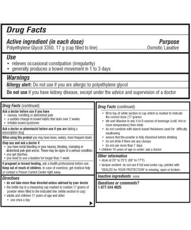 OHM InstaLax Polyethylene Glycol PEG 3350 - Stool Softeners for Constipated Adults Teens Men and Women - Relieves Occasional Constipation Gentle and Effective Laxative Solution 26.9 oz (45 Doses) - Buy Online on GoSupps.com
