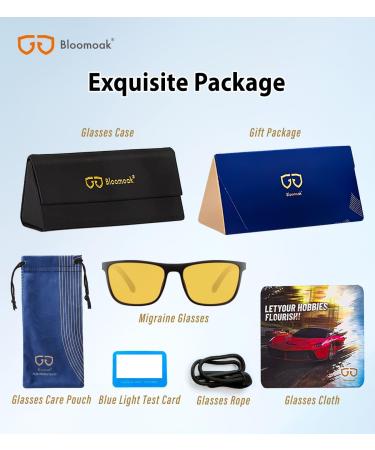 Bloomoak-99% Blue Light Blocking Glasses-Gaming Glasses-Anti Glare - Anti Fatigue-TR90 Material-Suitable for Screens Games TVs Mobile Phones Light Amber Honey - 75% - Matte Black - Buy Online on GoSupps.com