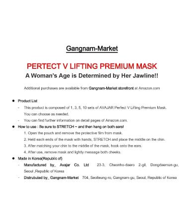 Avajar Perfect V Lifting Mask - 5 Count Pack for Firming & Sculpting | Anti-Aging Face Treatment - Buy Online on GoSupps.com