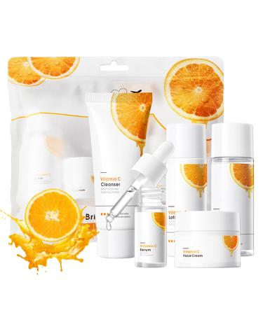 INSEEK Vitamin C Travel Size Skincare Set Antioxidant Skin Care Gift Set for Women Girl Anti-aging Smooth Wrinkles & Fine Lines and Improving Dull Skin Deep Moisturizing Repair Barrier