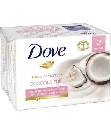 Dove Purely Pampering Beauty Bars Coconut Milk 4 oz bars 2 ea (Pack of 2)