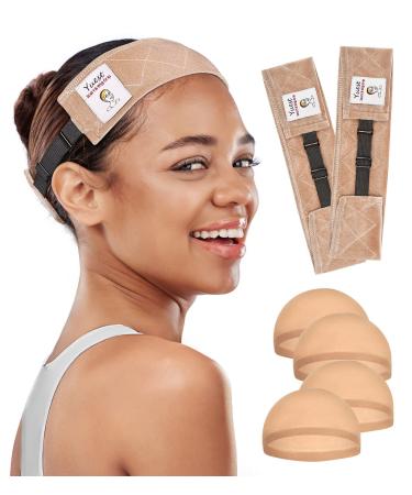 Yuest Wig Grip Band for Lace Front Wig Grip Bands for Keeping Wigs in Place Secured Non Slip Grip Headband Wig Accessory for Women Wigs Gripper No Slip Velvet Wig Head Grip Band Beige 2 Pack Beige-2 pcs Wig Grip+4 pcs Wi...