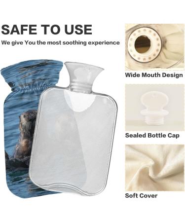 Naanle Wild Sea Otter Hot Water Bottle - 2L Transparent Cover for Bed & Pain Relief | Large Hand & Feet Warmer | Heat & Cold Therapy - Buy Online on GoSupps.com