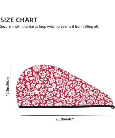 Red Flowers Microfiber Hair Towel Wrap | Super Absorbent Coral Velvet for Long Curly & Thick Hair - Quick Dry Hair Cap for Women - Buy Online on GoSupps.com