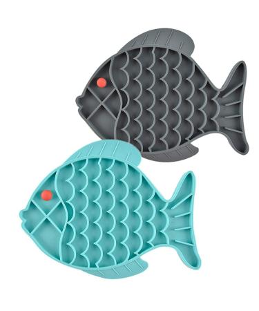 Cat Slow Feeder Bowl Fish-Shaped Cat Puzzle Feeder Food Mat for Small Dog & Cats Slow Eating, Cat Treat Toy, Anxiety Relief 2 Pack