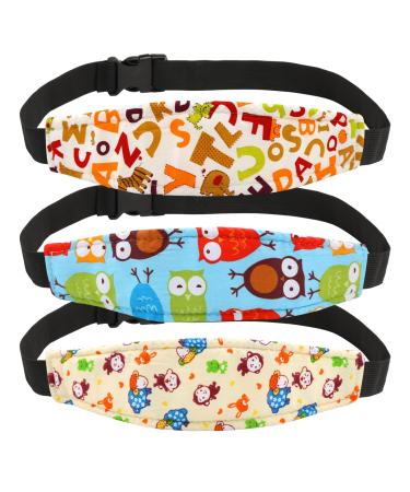 Kosote 3Pcs Baby Kids Head Support Hugger Toddler Car Seat Adjustable Head Strap Support Band Safety Car Seat Neck Relief Nap Aid Holder Protection Belt Car seat Straps Cover