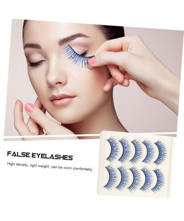 5 Pairs Colored Eyelashes - Soft Thick Blue Diamond Lashes with Rhinestones for Cosplay | Artificial Fiber Lashes - Buy Online on GoSupps.com