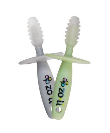ZoLi Chubby Gummy teether | 2 Pack Baby Teething Relief - Green/Grey BPA Free Teething Stick