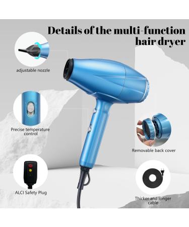 Professional 1875 Watt Hair Dryer with Diffuser & Comb Nozzle Fast Drying No Frizz Perfect for Curly & Straight Hair All Hair Types - International Shipping Available - Buy Online on GoSupps.com