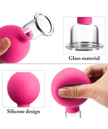 Nuanchu 2 Pieces Facial Cupping Set Glass Cupping Cups Glass Silicone Cups Vacuum Suction for Face Skin Back Shoulder Muscle(1 Inch and 0.4 Inch Diameter Rose Red) 1 Inch and 0.4 Inch Diameter Rose Red - Buy Online on GoSupps.com