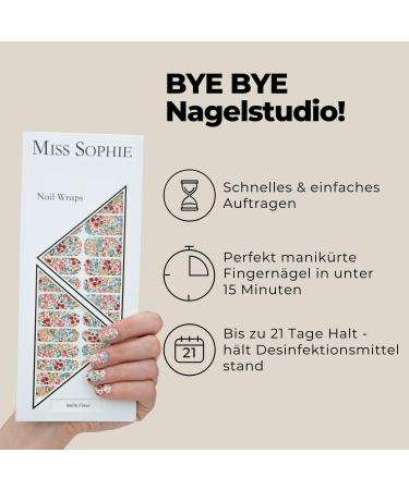 Original Miss Sophie Nail Foils Belle Fleur - 24 Ultra-Thin Nail Polish Stripes for Stunning Finger & Toenails - Compatible with Natural Gel Acrylic & Shellac Nails - Buy Online on GoSupps.com